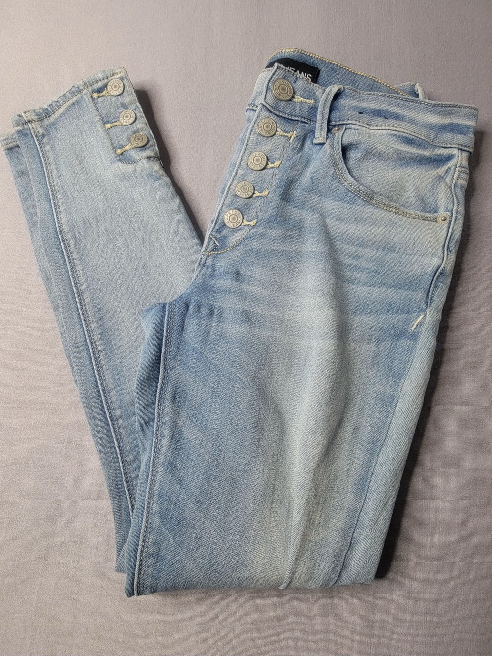 Express Light Blue Women's Skinny Button-Fly Jeans